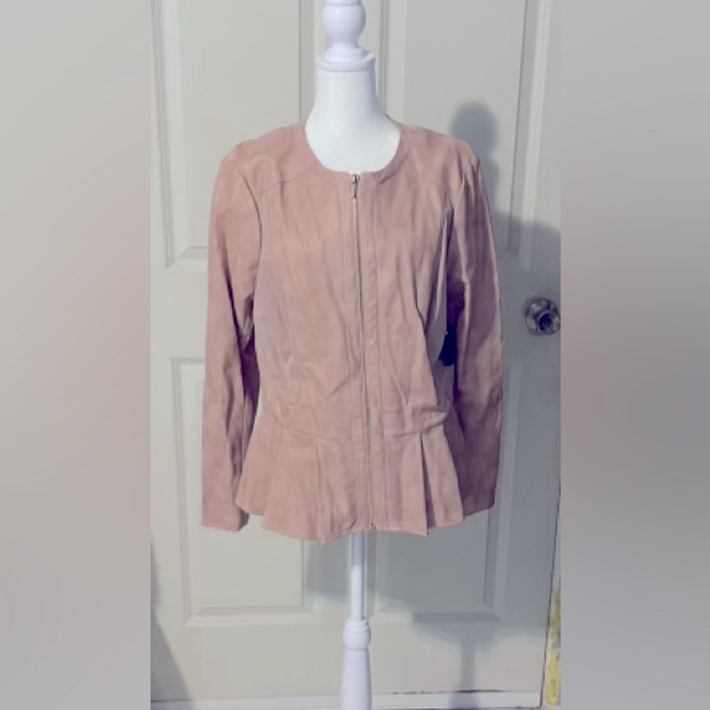 Faux leather front zipper jacket NWT